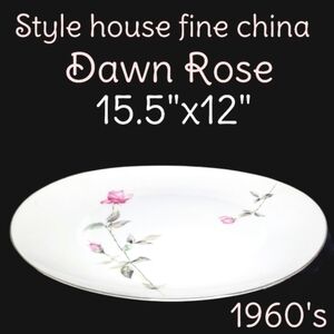 Vintage 1960's Style house fine china dawn rose pattern serving platter 15.5"
